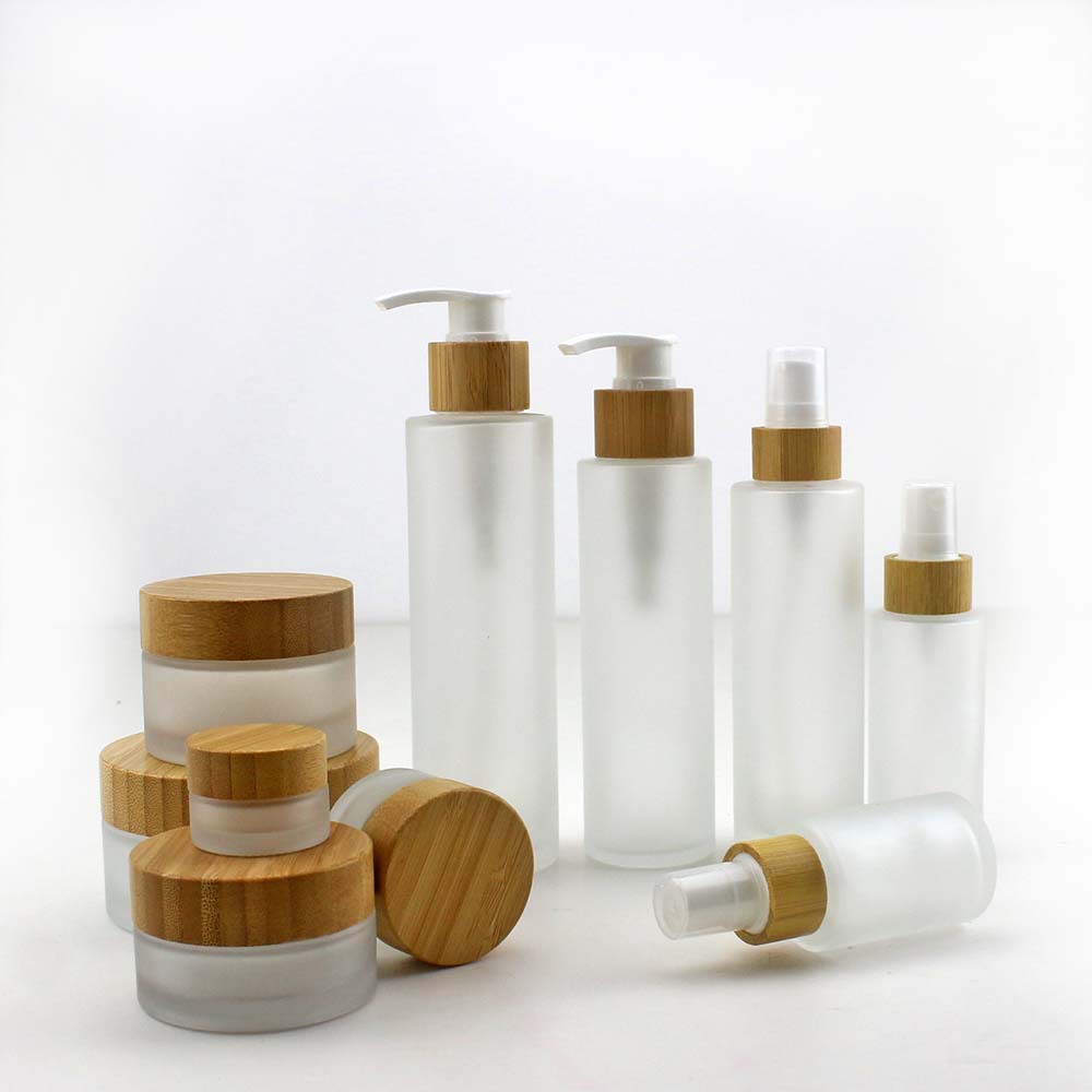Room Spray Bottle - Natural Bamboo Perfume Bottle Frosted Glass